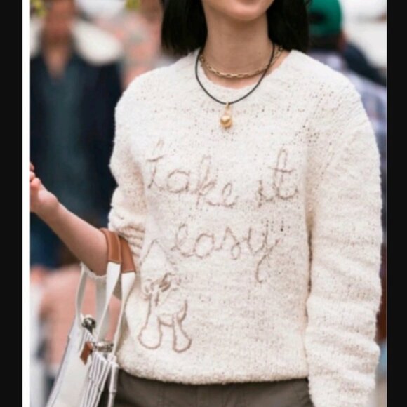 LINGUA FRANCA "take it easy" goop travel fave bouclé-cotton knit sweater $495 m - Picture 3 of 13